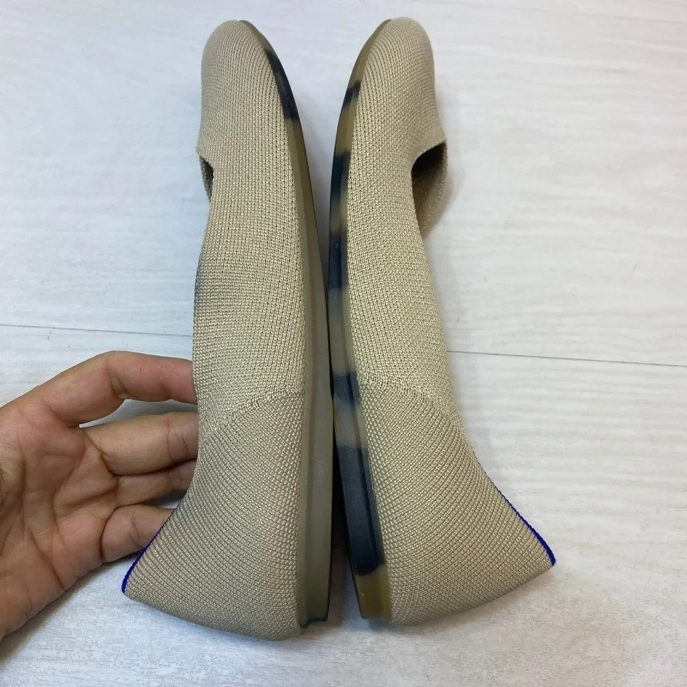 Rothy's Womens 9.5 The Point Flats Sustainable Knit Sand Tan Beige Shoes